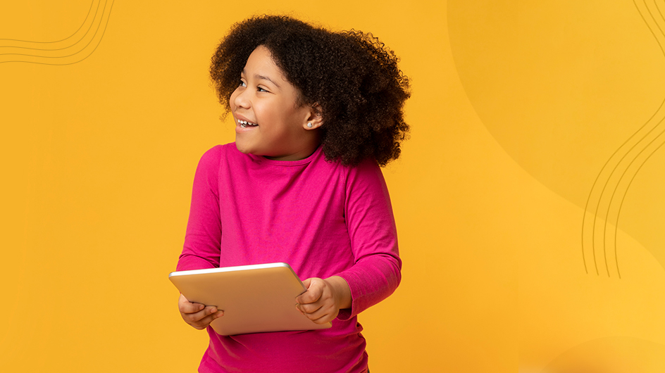 Imagem de uma crian&ccedil;a com tablet